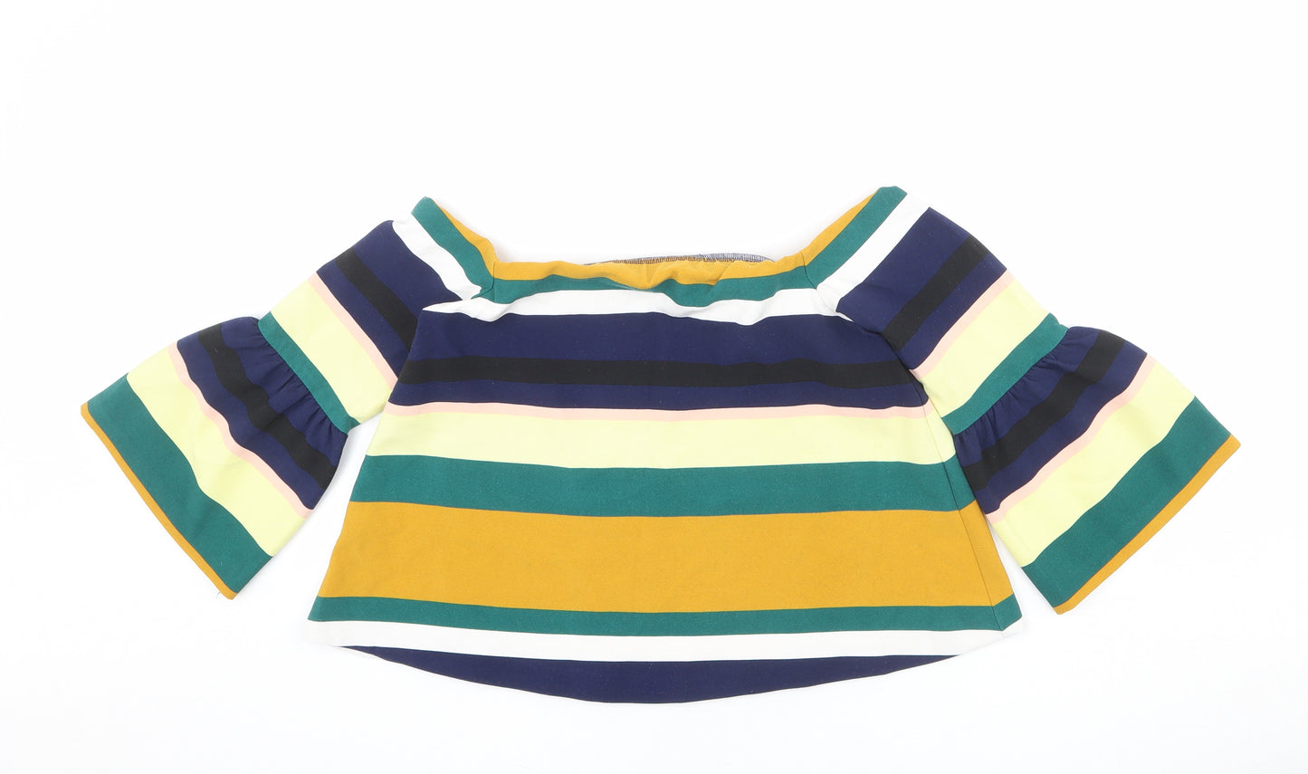 Zara Womens Multicoloured Striped Polyester Basic Blouse Size M Off the Shoulder