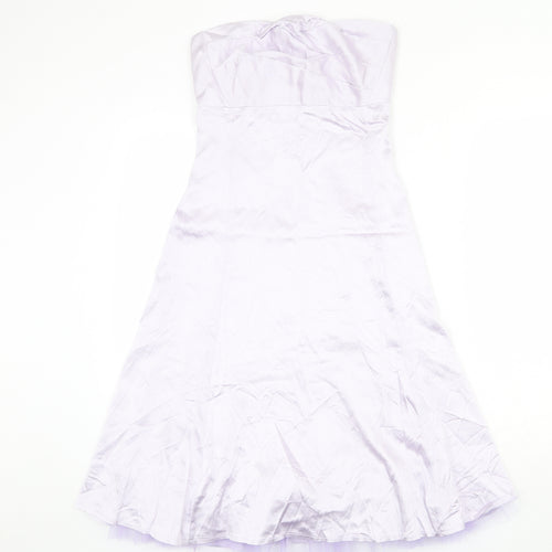Warehouse Womens Purple Acrylic Ball Gown Size 8 Off the Shoulder Zip - Tulle underskirt