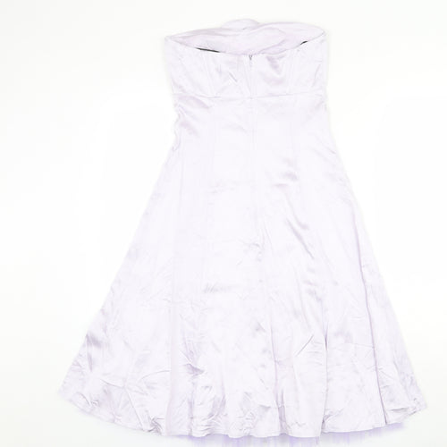 Warehouse Womens Purple Acrylic Ball Gown Size 8 Off the Shoulder Zip - Tulle underskirt