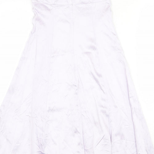 Warehouse Womens Purple Acrylic Ball Gown Size 8 Off the Shoulder Zip - Tulle underskirt