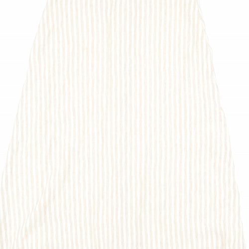 Stradivarius Womens Beige Striped Viscose A-Line Skirt Size L Button