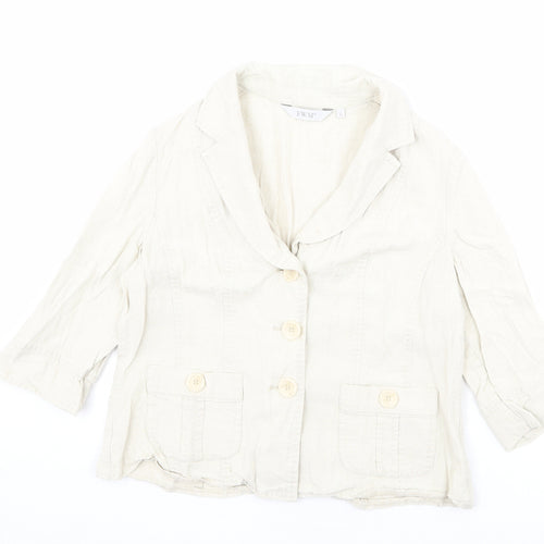 EWM Womens Beige Jacket Blazer Size 14 Button