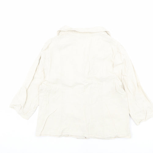 EWM Womens Beige Jacket Blazer Size 14 Button