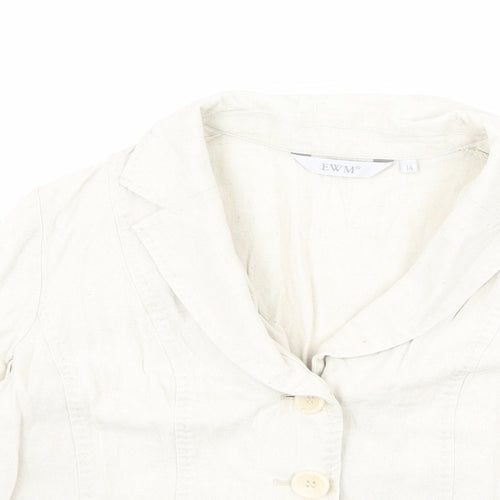 EWM Womens Beige Jacket Blazer Size 14 Button