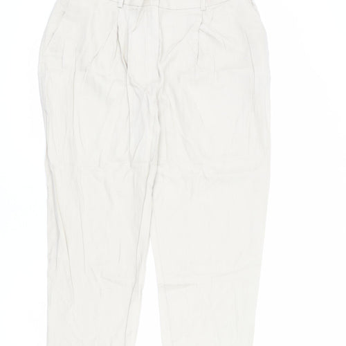 Marks and Spencer Womens Beige Lyocell Carrot Trousers Size 16 L25 in Regular Zip