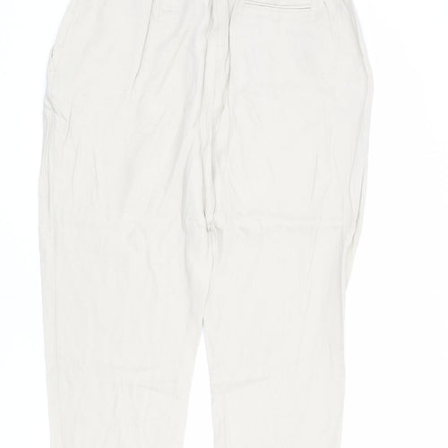 Marks and Spencer Womens Beige Lyocell Carrot Trousers Size 16 L25 in Regular Zip