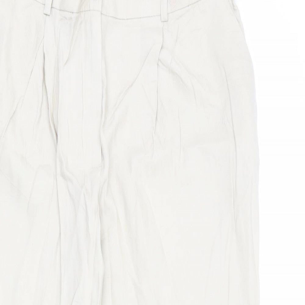 Marks and Spencer Womens Beige Lyocell Carrot Trousers Size 16 L25 in Regular Zip
