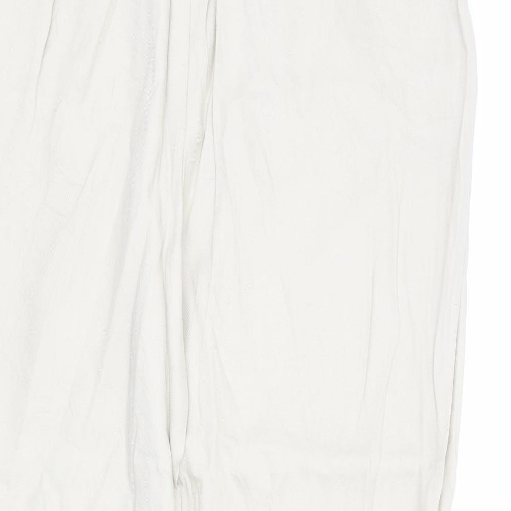 Marks and Spencer Womens Beige Lyocell Carrot Trousers Size 16 L25 in Regular Zip