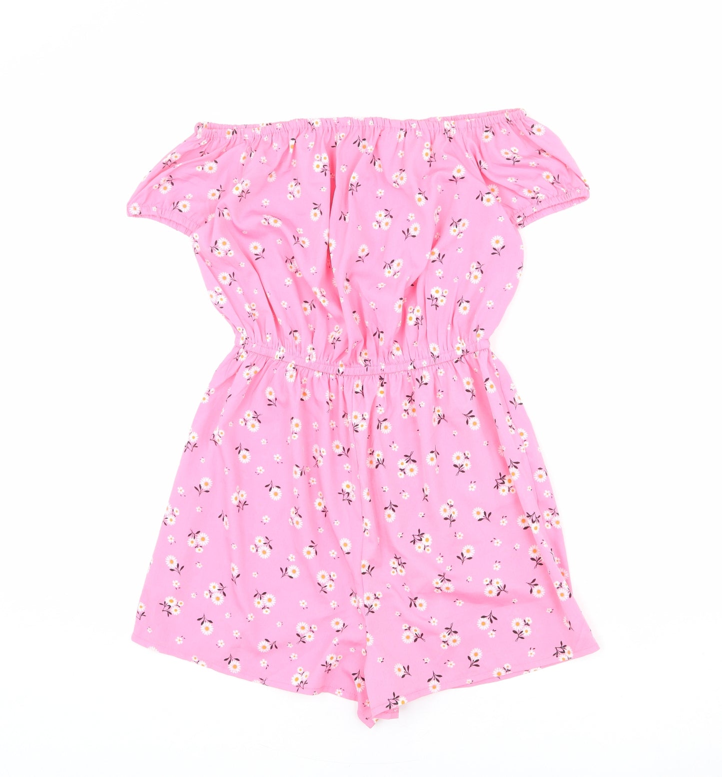 New Look Girls Pink Floral Polyester Playsuit One-Piece Size 14 Years L3 in Pullover