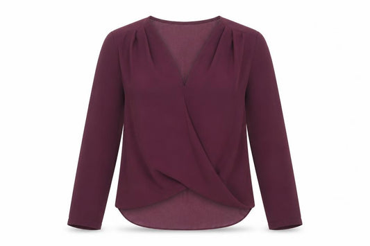 Front view of New Look women’s red polyester basic blouse, size UK 10, v-neck