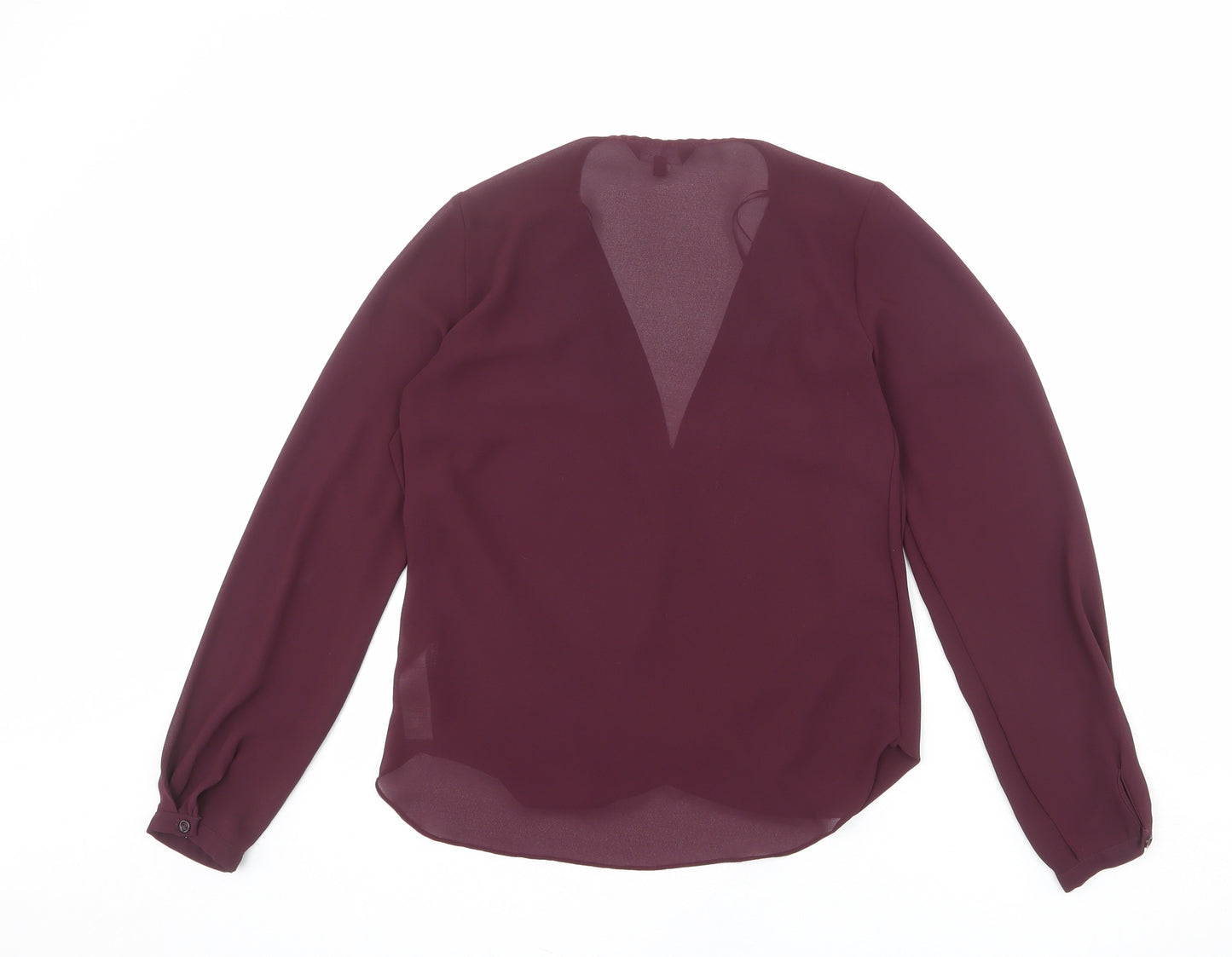 New Look Womens Red Polyester Basic Blouse Size 10 V-Neck