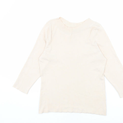 Oasis Womens Beige Round Neck Viscose Pullover Jumper Size L