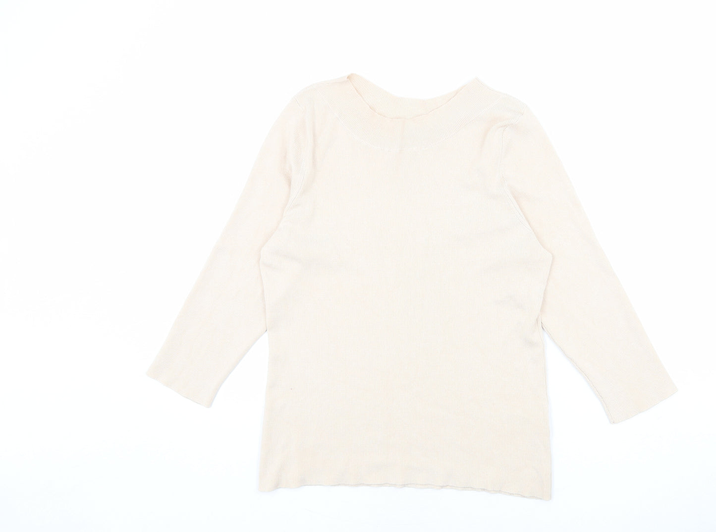 Oasis Womens Beige Round Neck Viscose Pullover Jumper Size L