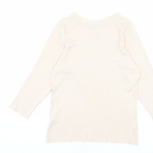 Oasis Womens Beige Round Neck Viscose Pullover Jumper Size L