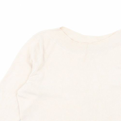 Oasis Womens Beige Round Neck Viscose Pullover Jumper Size L