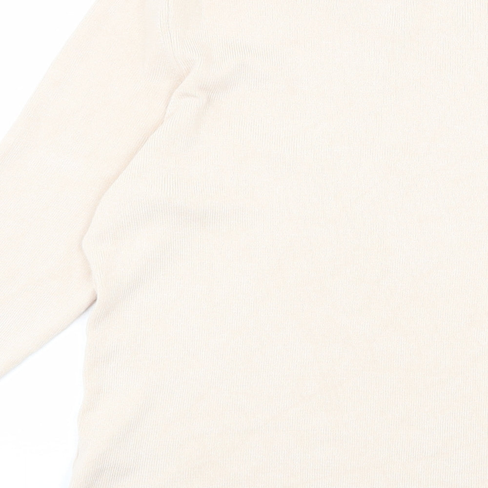 Oasis Womens Beige Round Neck Viscose Pullover Jumper Size L