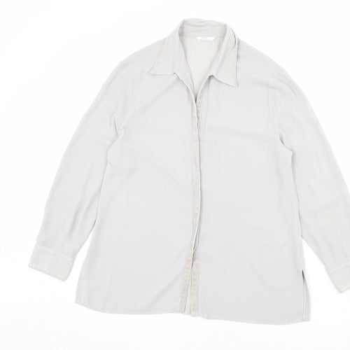 St Michael Womens Grey Polyester Basic Button-Up Size 14 Collared