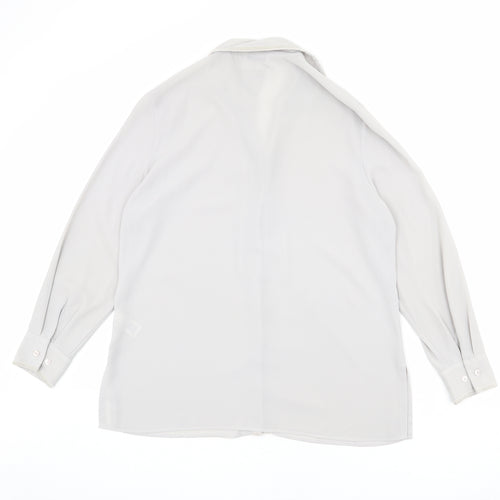 St Michael Womens Grey Polyester Basic Button-Up Size 14 Collared