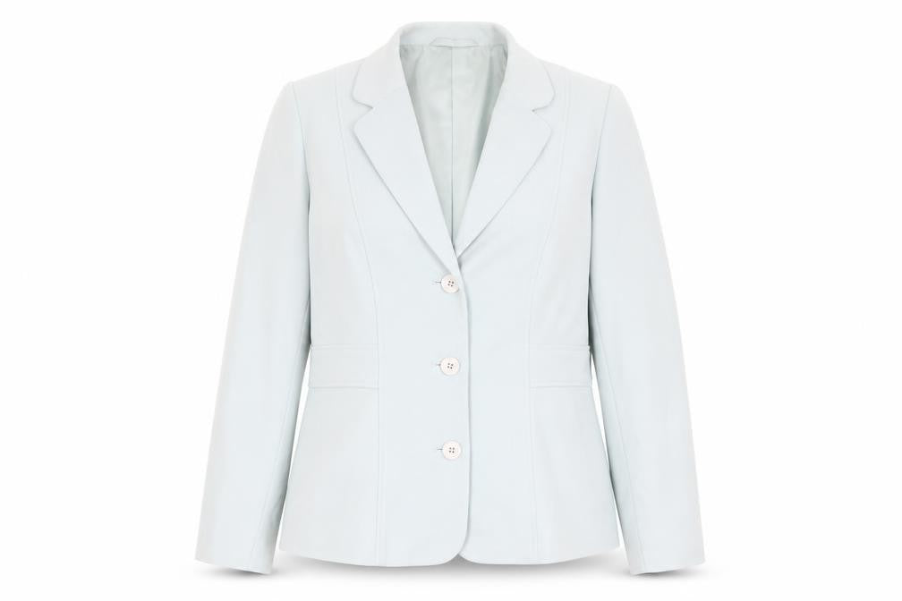 Front view of Next women’s blue polyester jacket blazer, size UK 14