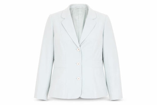Front view of Next women’s blue polyester jacket blazer, size UK 14