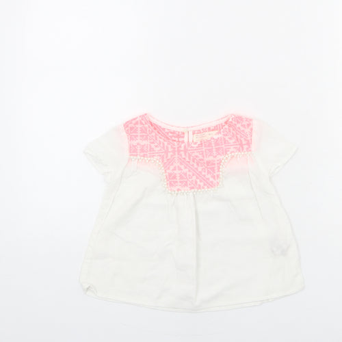 Zara Girls White Polyester Basic Blouse Size 4 Years Round Neck Button