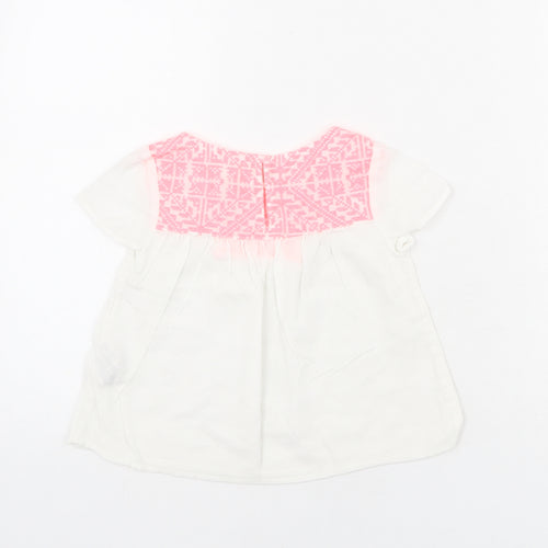 Zara Girls White Polyester Basic Blouse Size 4 Years Round Neck Button