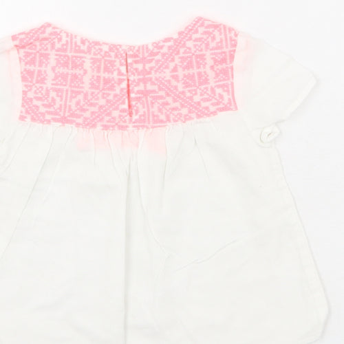 Zara Girls White Polyester Basic Blouse Size 4 Years Round Neck Button
