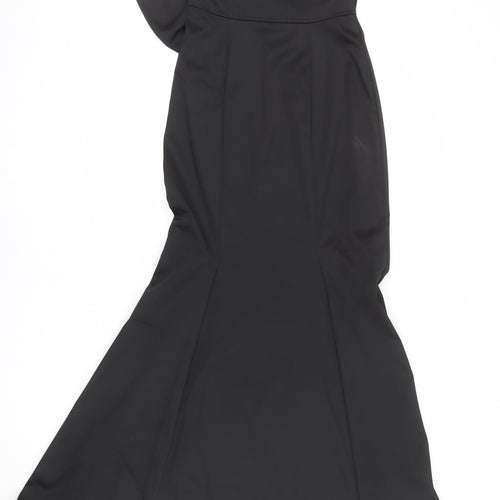 Coast Womens Black Polyester Ball Gown Size 10 Off the Shoulder Zip