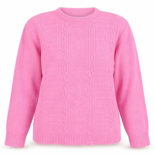 Pure & Natural Womens Pink Round Neck Acrylic Pullover Jumper Size M - Size M-L