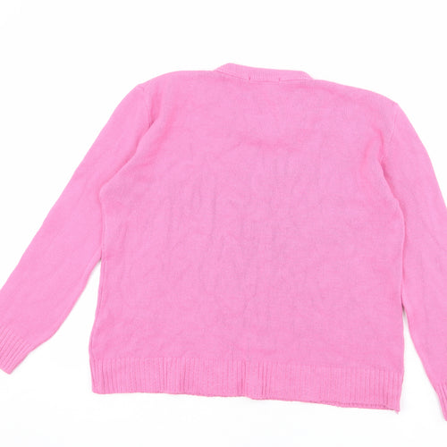 Pure & Natural Womens Pink Round Neck Acrylic Pullover Jumper Size M - Size M-L
