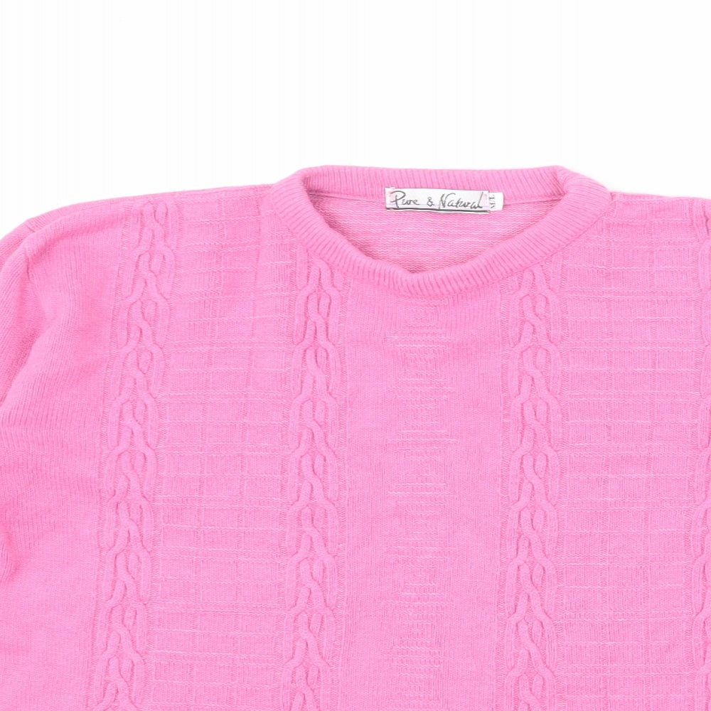 Pure & Natural Womens Pink Round Neck Acrylic Pullover Jumper Size M - Size M-L