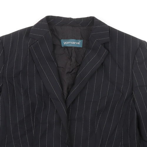 Yomanis Womens Black Striped Jacket Blazer Size 12 Button
