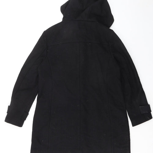 Cole Haan Womens Black Overcoat Coat Size 14 Zip