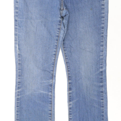 Bonmarché Womens Blue Cotton Bootcut Jeans Size 10 L30 in Regular Zip
