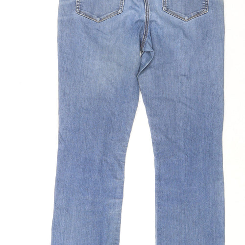 Bonmarché Womens Blue Cotton Bootcut Jeans Size 10 L30 in Regular Zip