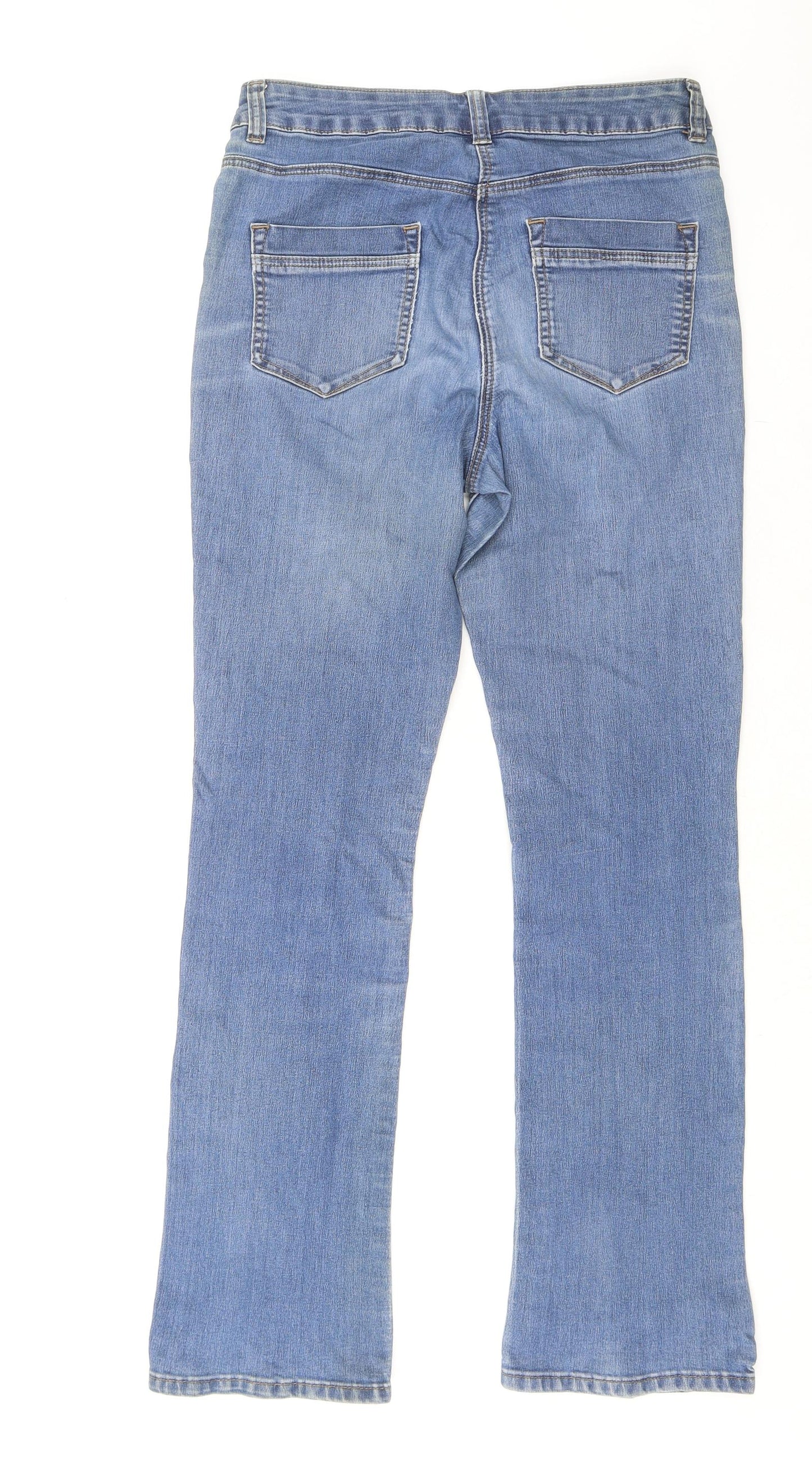 Bonmarché Womens Blue Cotton Bootcut Jeans Size 10 L30 in Regular Zip
