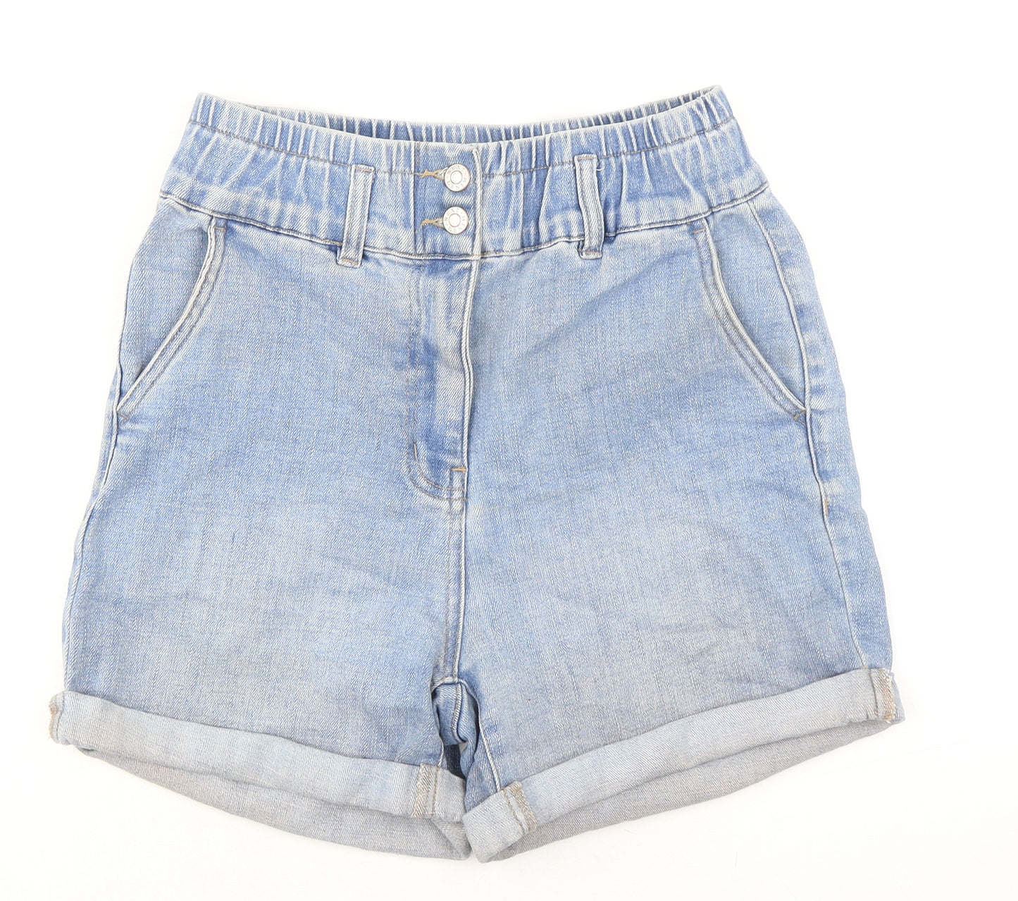 NEXT Womens Blue Cotton Boyfriend Shorts Size 10 Regular Zip