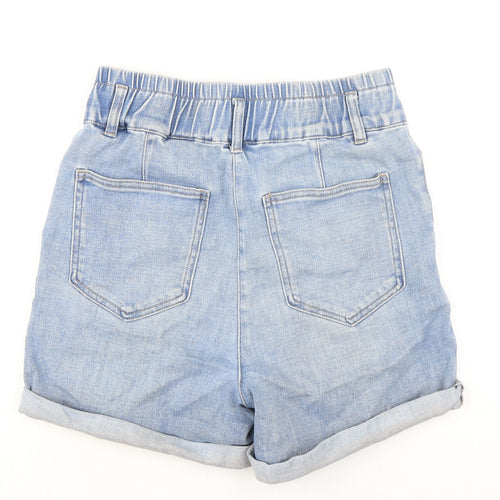 NEXT Womens Blue Cotton Boyfriend Shorts Size 10 Regular Zip
