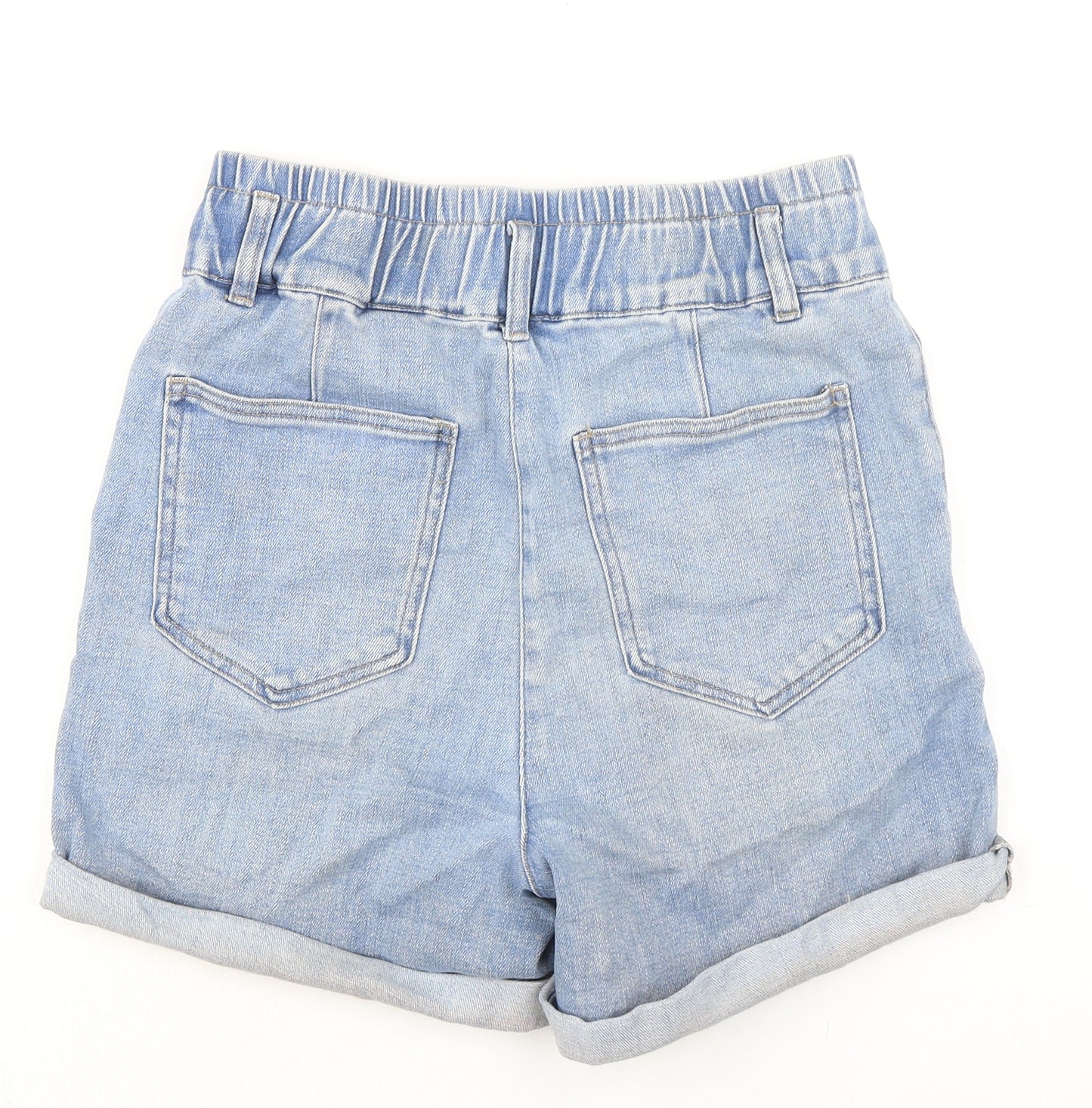 NEXT Womens Blue Cotton Boyfriend Shorts Size 10 Regular Zip