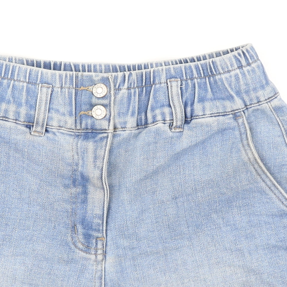 NEXT Womens Blue Cotton Boyfriend Shorts Size 10 Regular Zip