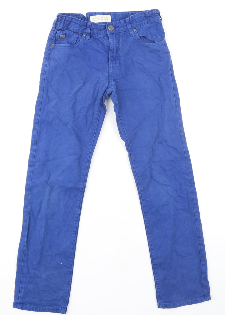 Scotch Shrunk Womens Blue Cotton Straight Jeans Size 10 L27 in Regular Zip