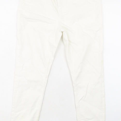 Marks and Spencer Womens White Cotton Skinny Jeans Size 12 L25 in Regular Zip