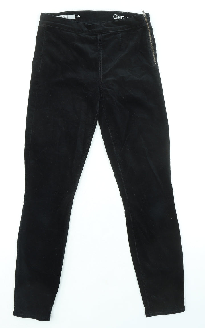 Gap Womens Black Cotton Trousers Size 26 in L28 in Regular Zip