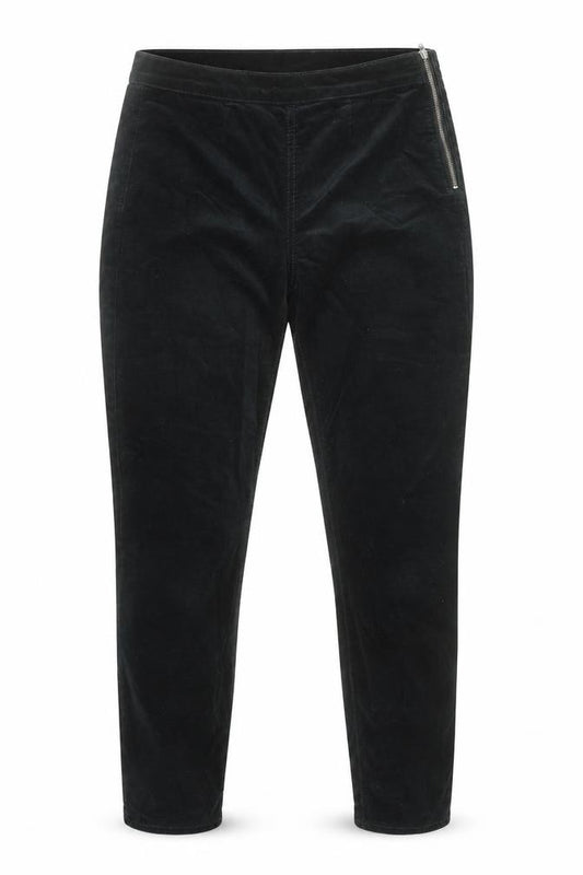 Front view of Gap women’s black cotton trousers, size UK 26, in, 28-inch leg regular zip