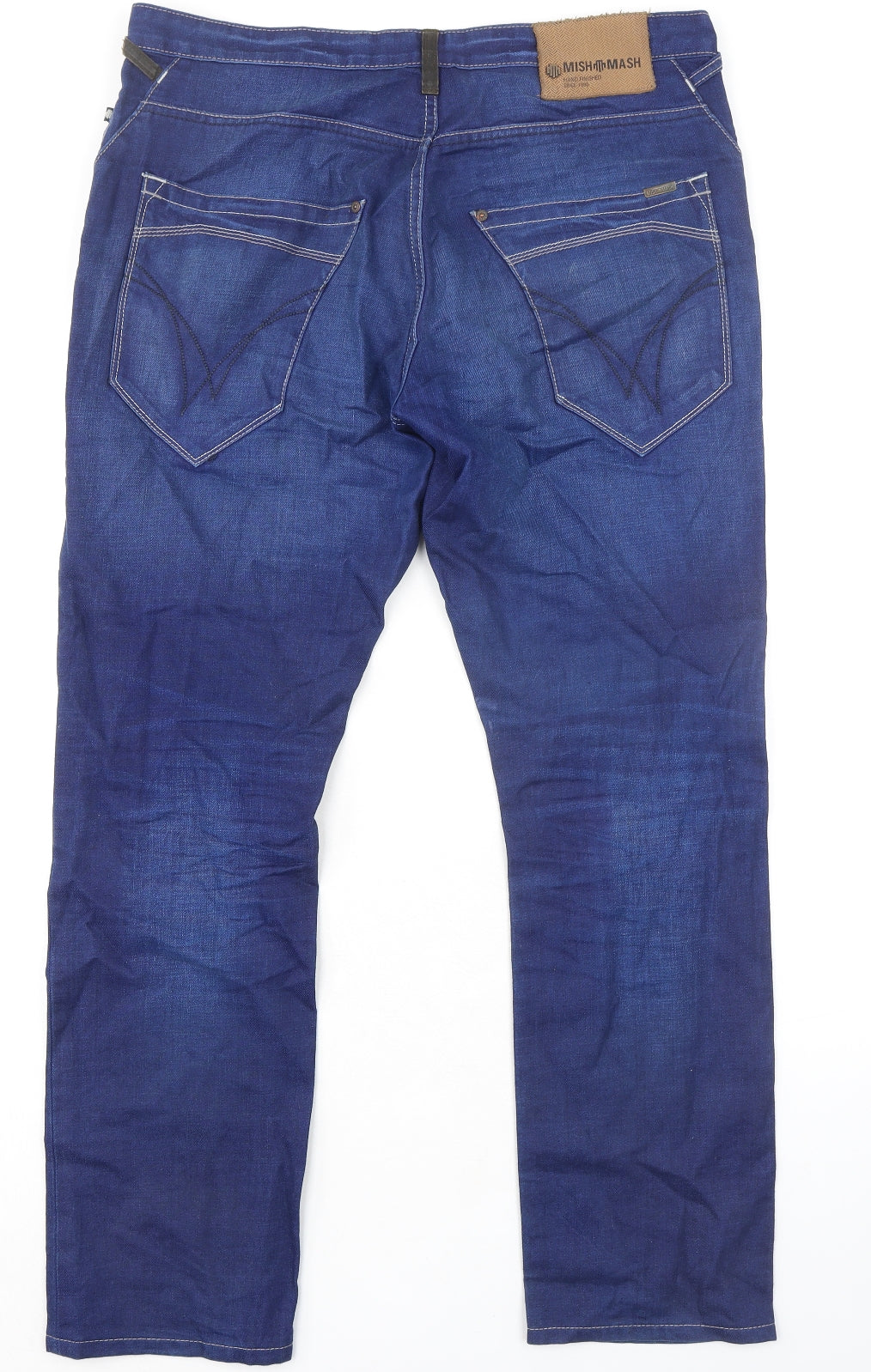 Mish Mash Mens Blue Cotton Straight Jeans Size 34 in L30 in Regular Zip