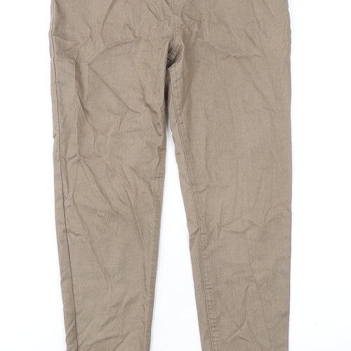 Marks and Spencer Womens Beige Cotton Trousers Size 30 in L26 in Regular