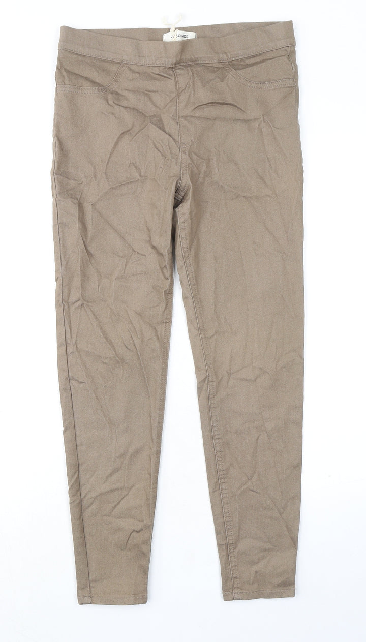 Marks and Spencer Womens Beige Cotton Trousers Size 30 in L26 in Regular