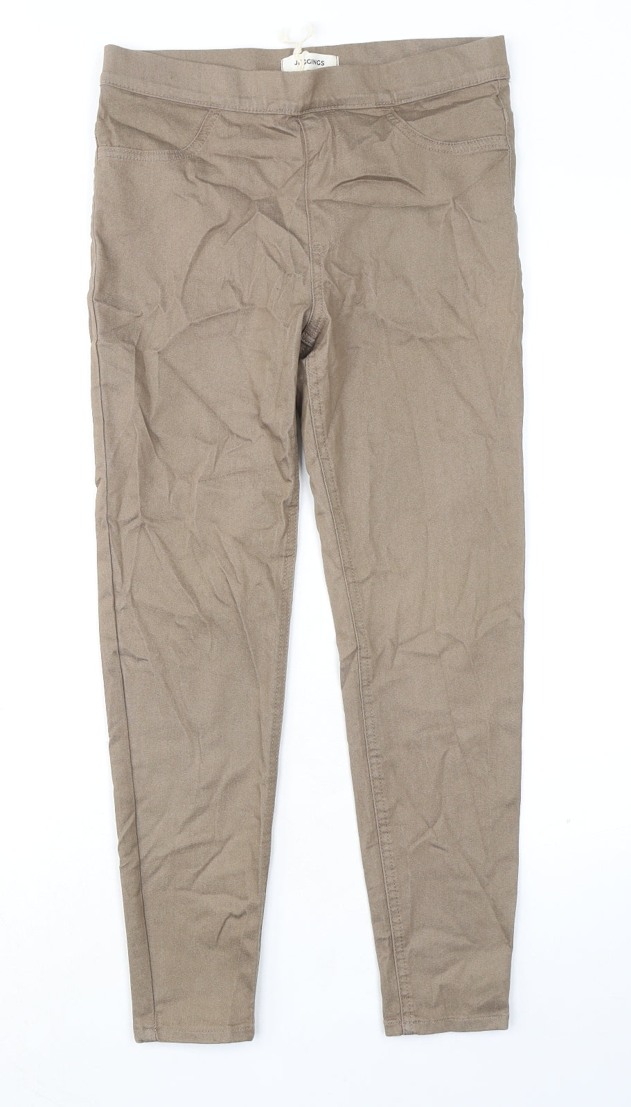 Marks and Spencer Womens Beige Cotton Trousers Size 30 in L26 in Regular