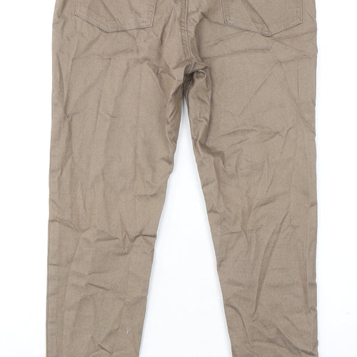 Marks and Spencer Womens Beige Cotton Trousers Size 30 in L26 in Regular