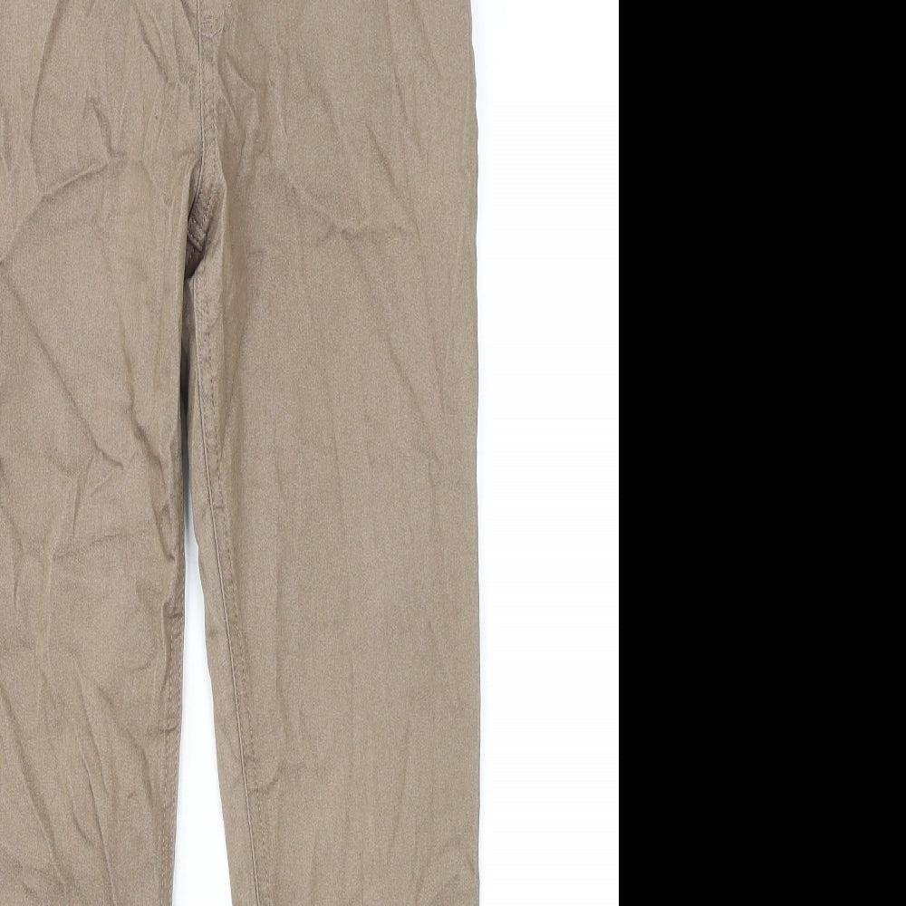 Marks and Spencer Womens Beige Cotton Trousers Size 30 in L26 in Regular